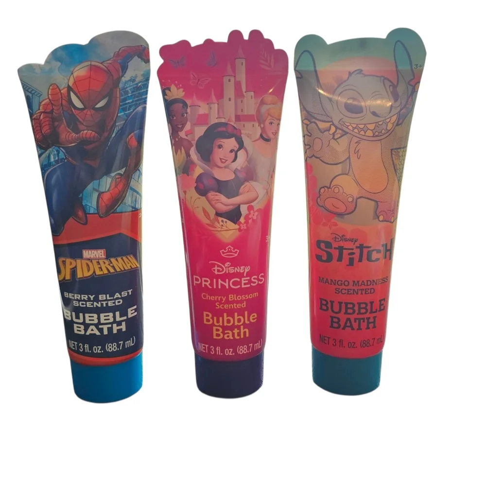 SpiderMan, Disney Princess and Stitch Bubble Bath